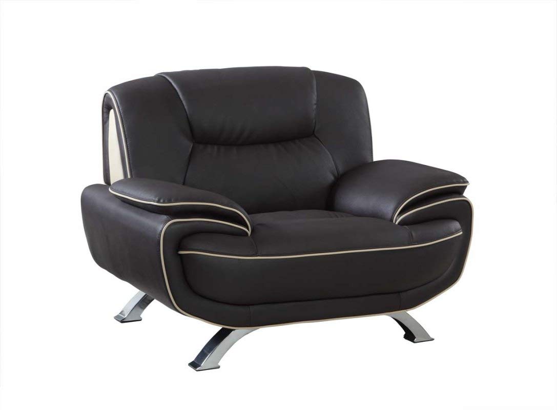 HomeRoots 40&quot; Sleek Brown Leather Chair