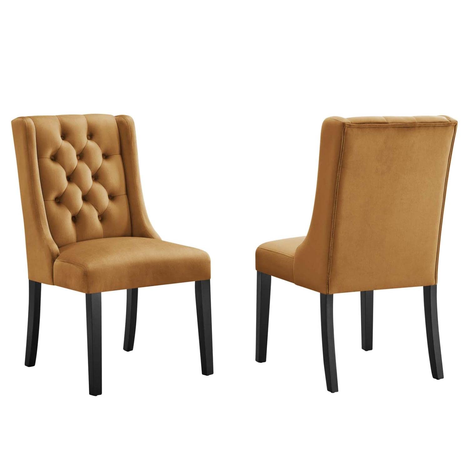 Modway Baronet 20' Tufted Velvet Dining Chairs In Cognac Brown/Black (Set Of 2)