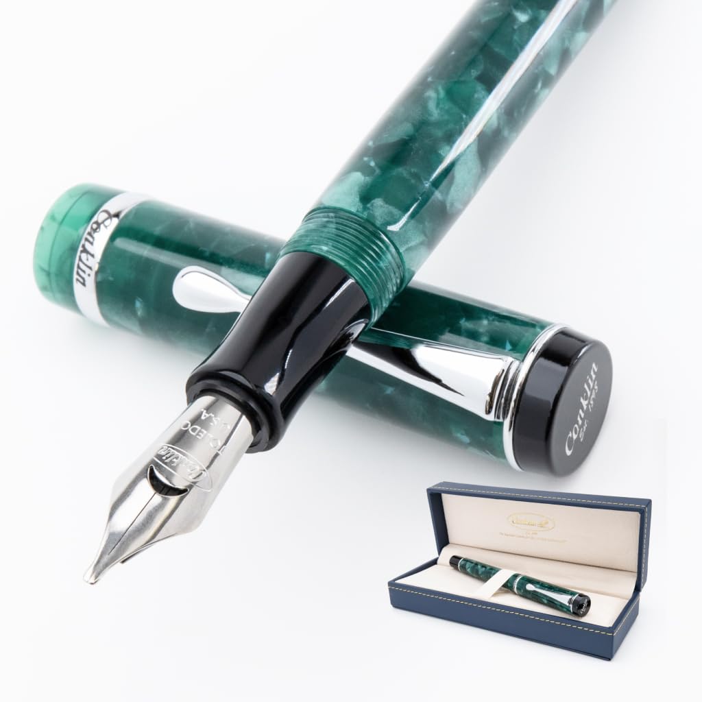 Conklin Duragraph Fountain Pen (Forest Green) - Omniflex Nib - A Luxury Pen For Journaling, Autographs, And Memorable Gifts On A