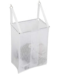 ALYER Wall Hanging Mesh Laundry Hamper,Over the Door Large Storage Bag with Big Metal Rim Opening,Hardware Included (White)