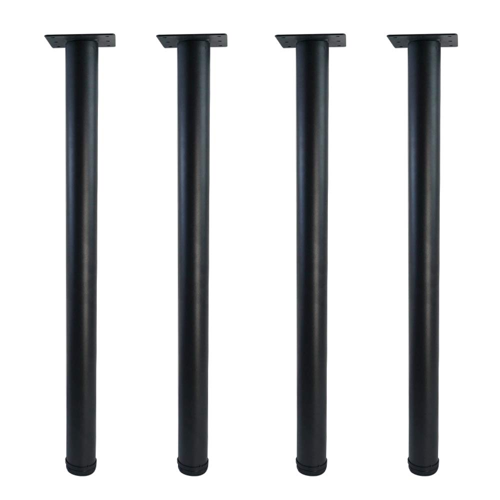 Qlly 28 Inch Adjustable Metal Desk Legs, Office Table Furniture Leg Set, Square Mounting Plate, Set Of 4 (Matt Black)