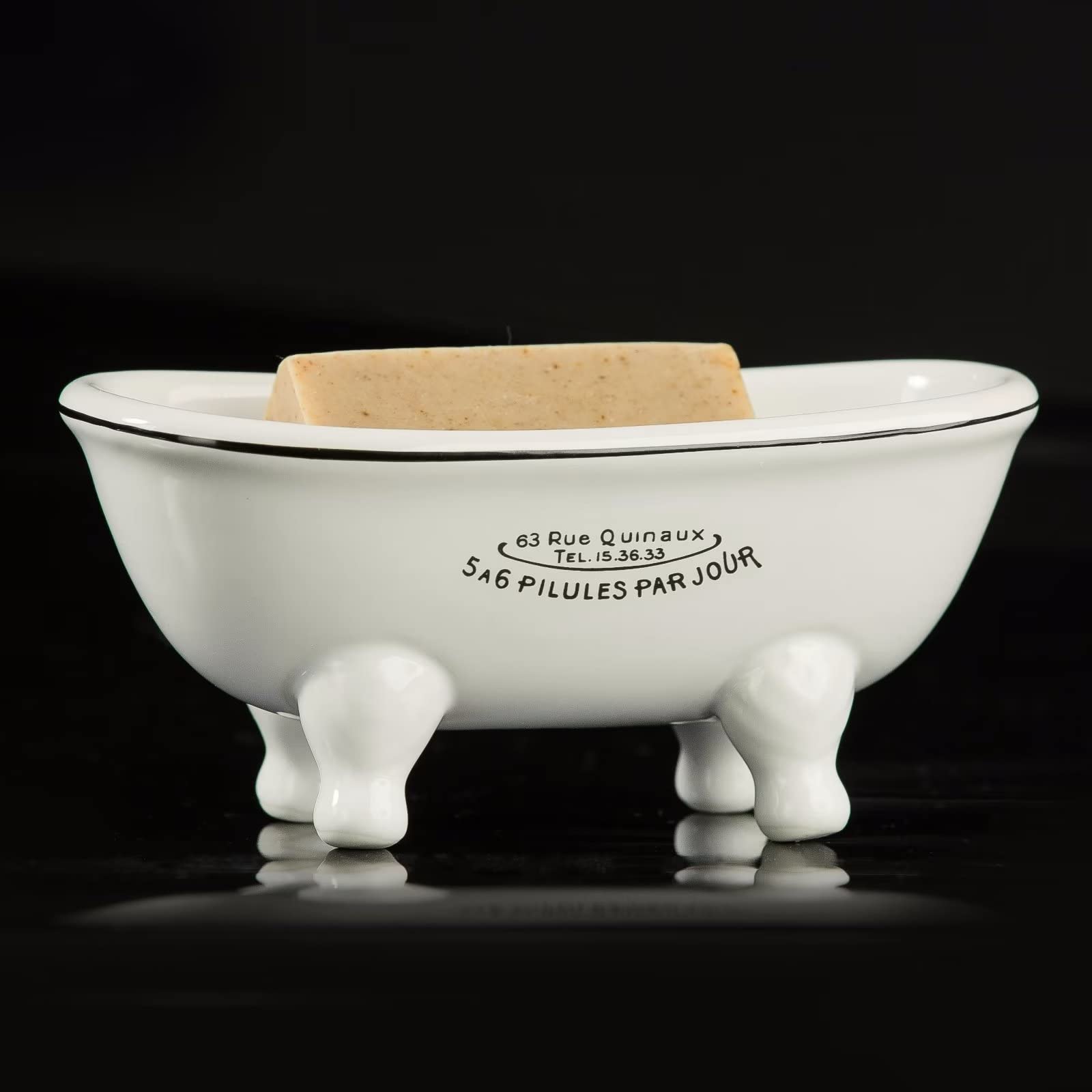 1 Piece 5.7 Mini Ceramic Clawfoot Double Ended Bathtub Soap Dish Vintage Decortative Soap Dish