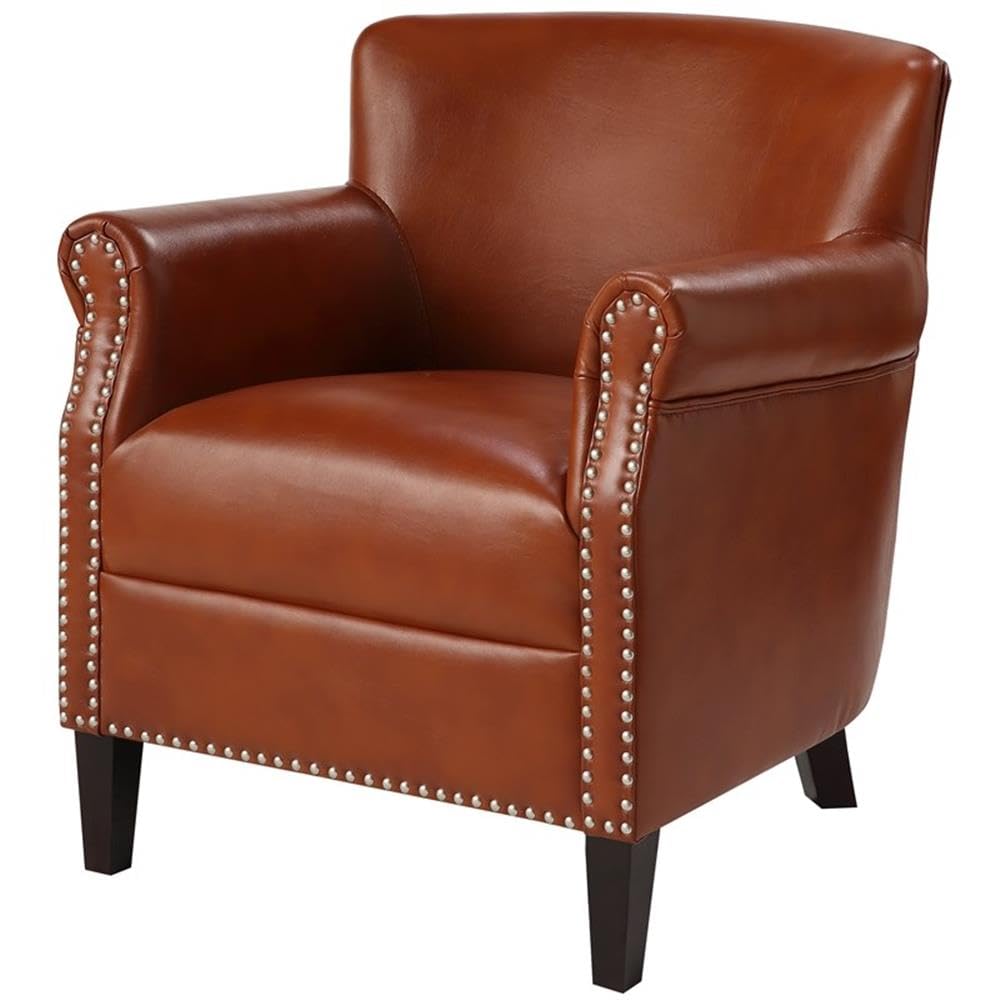 Comfort Pointe Holly Caramel Faux Leather Club Chair With Nail Head Trim