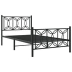 vidaXL Metal Bed Frame with Headboard/Footboard - Black, Single Bed, 81.5"x41.3"x35.4", Steel Slats & Legs, Under-Bed Storage