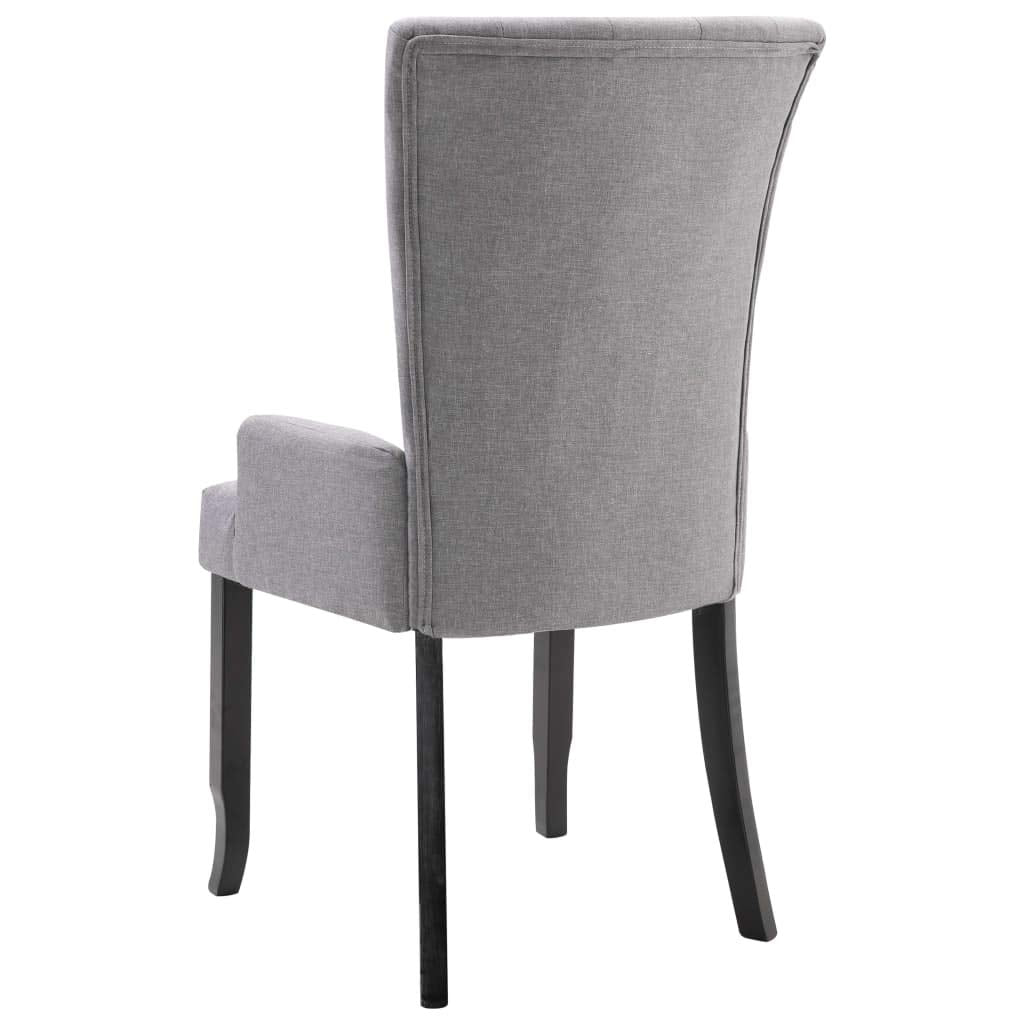 vidaXL Light Gray Fabric Dining Chair with Armrests and Oak Wood Frame - Ergonomically Designed for Comfort and Stability