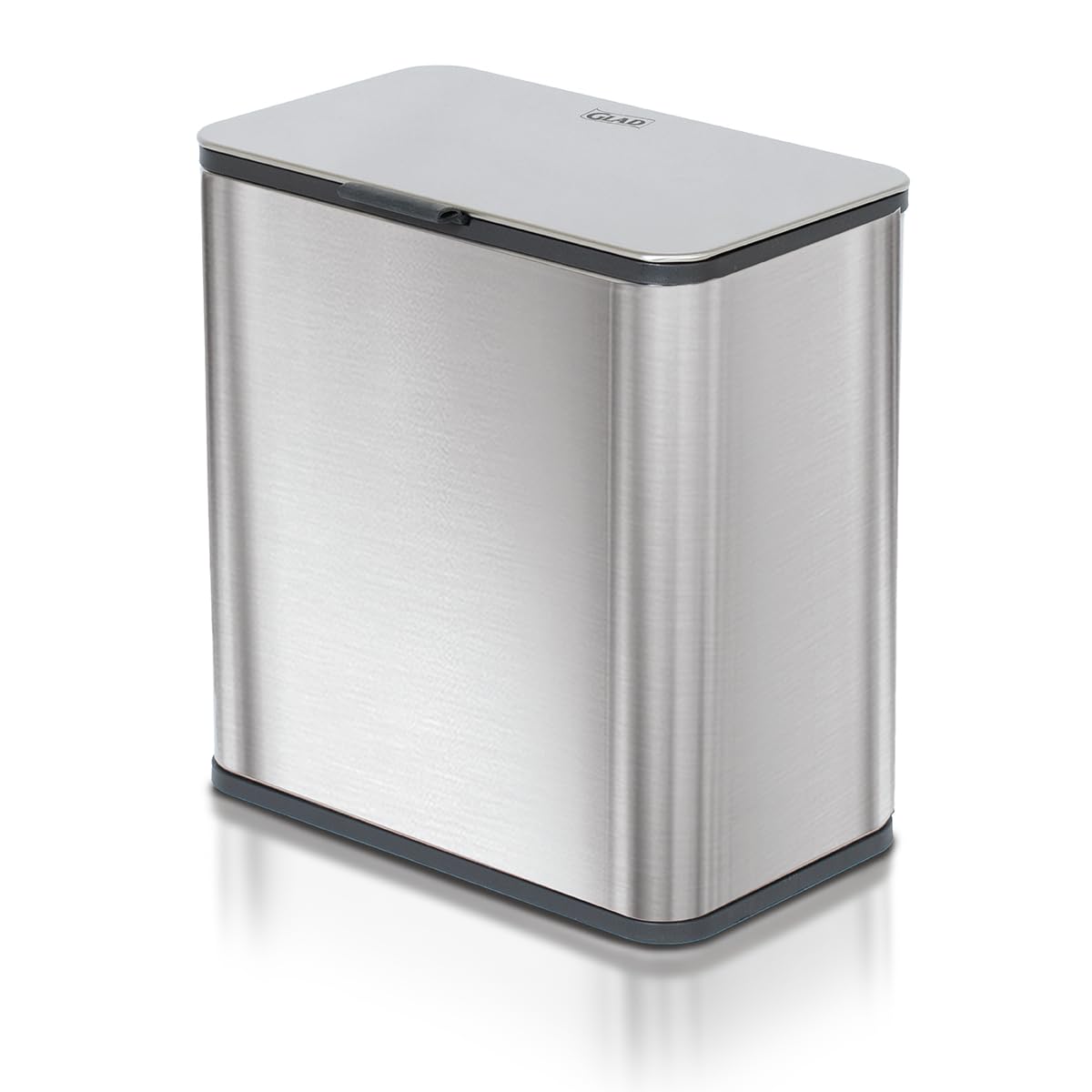 Glad Roomate Under Counter Trash Can - Space Saving Stainless Steel Waste Bin with Dual Lid and Clorox Protection - Small Trash 
