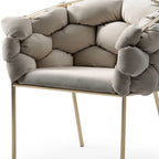 HomeRoots Grey Metal, Fabric Gray Geo Velvet and Brushed Brass Velvet Dining Chair
