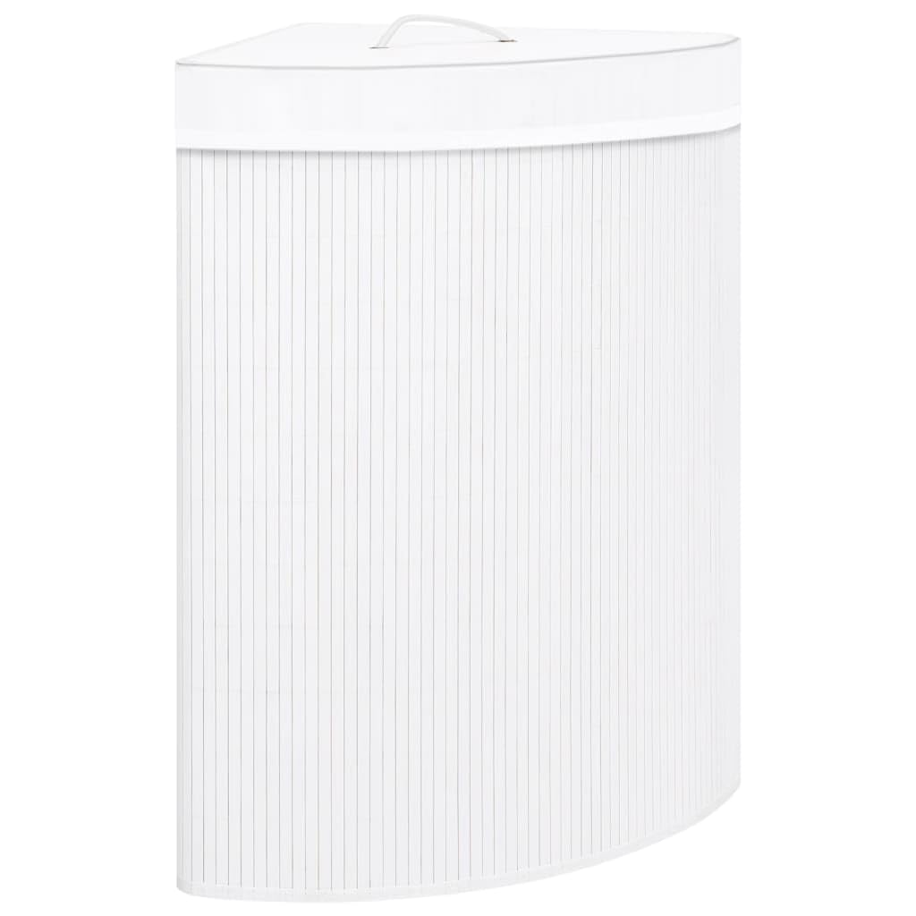 vidaXL Bamboo Corner Laundry Basket White 15.9 gal