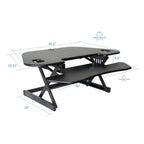 Rocelco 46" Height Adjustable Corner Standing Desk Converter with Dual Monitor Stand Bundle - Quick Sit Stand Up Computer Workstation Riser - Extra Large Keyboard Tray - Black (R CADRB-46-DMS)
