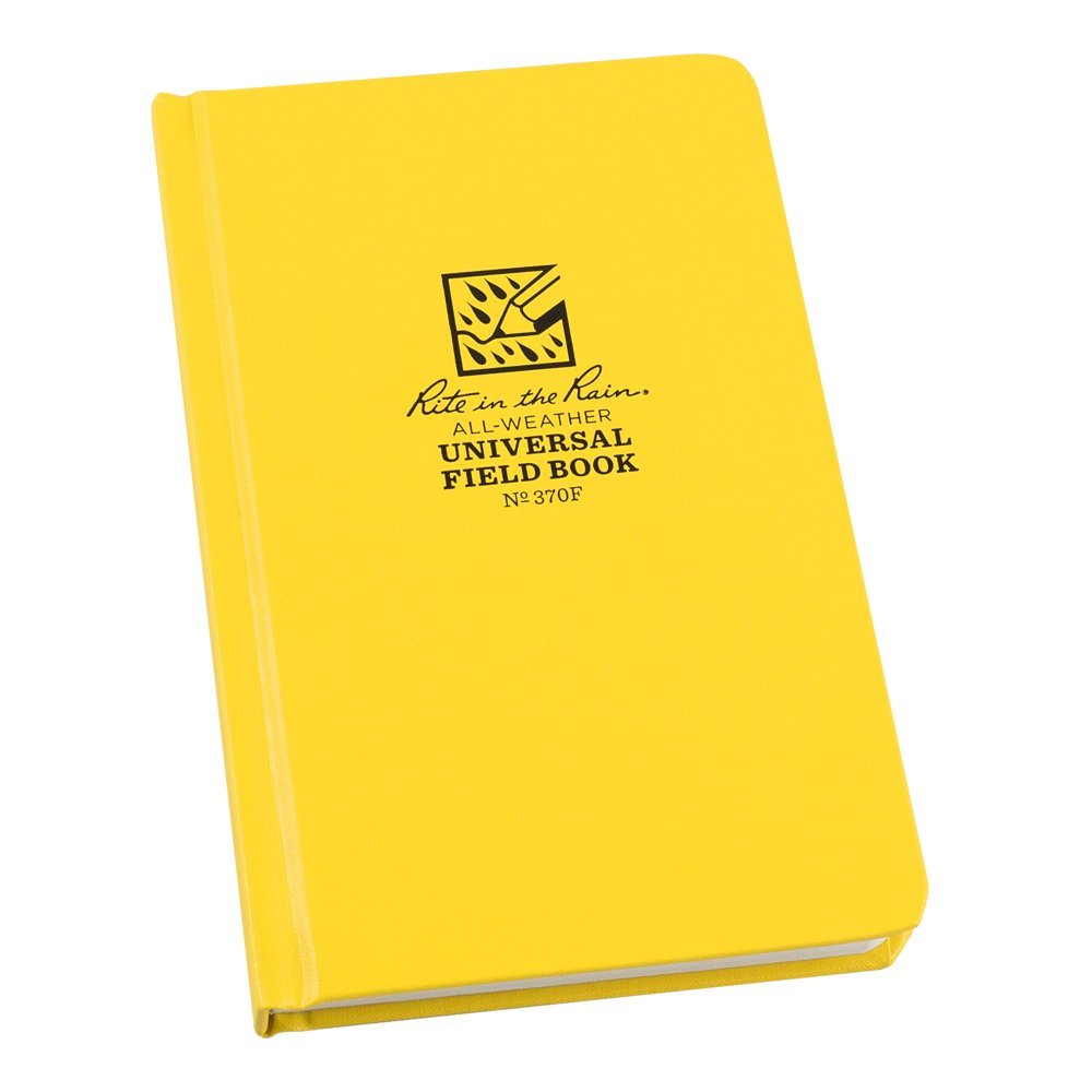 Rite In The Rain Weatherproof Hard Cover Notebook, 4.625' X 7.25', Yellow Cover, Universal Pattern (No. 370F)