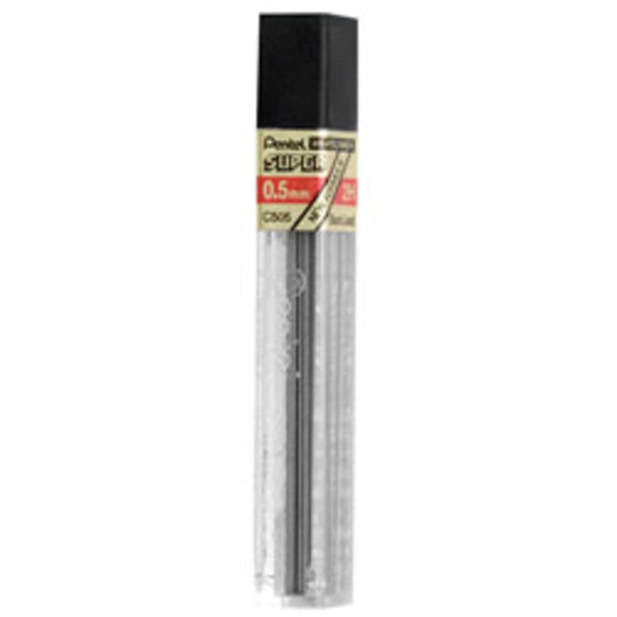 Pentel Super Hi-Polymer Leads, 0.5 Mm, 2H, Hard, 12 Leads Per Tube