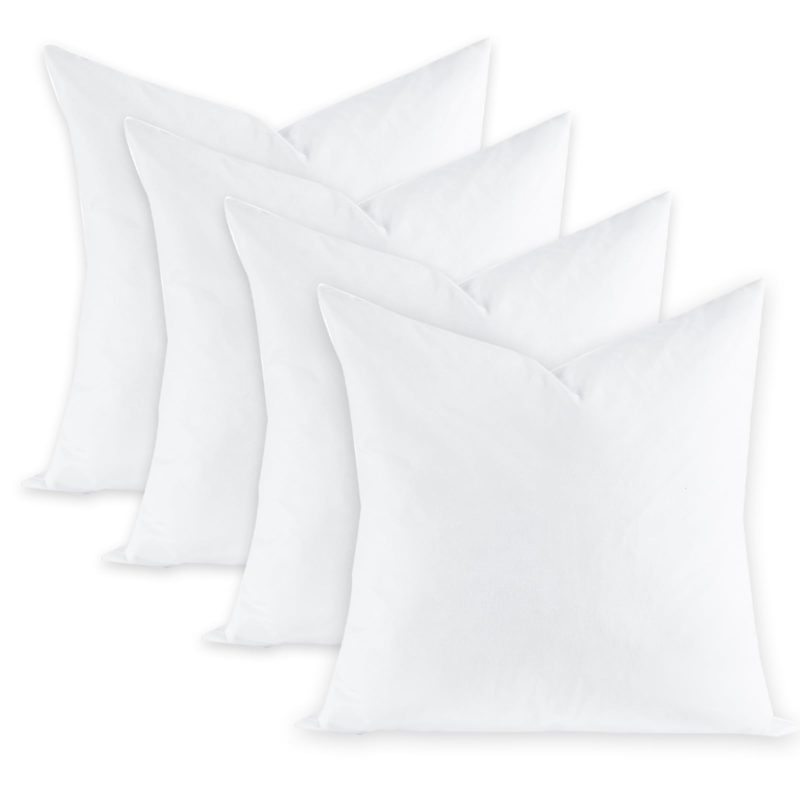 Swandream Feather Throw Pillow Inserts Set Of 4, Soft Fluffy Square 18 X 18 Inches Decorative Pillow Insert, Feather And Down Fi