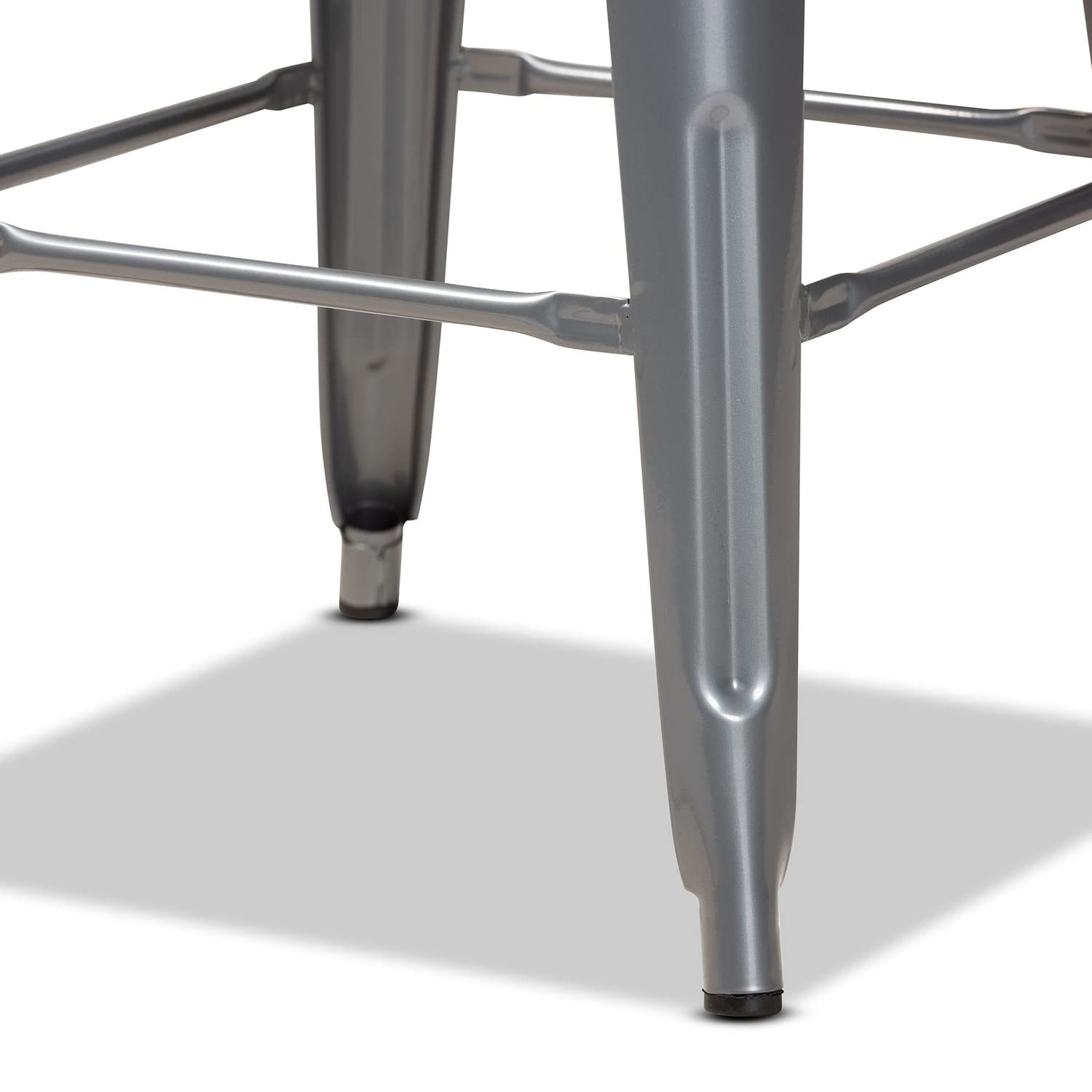 Baxton Studio Horton Grey Finished Metal 4-Piece Stackable Bar Stool Set
