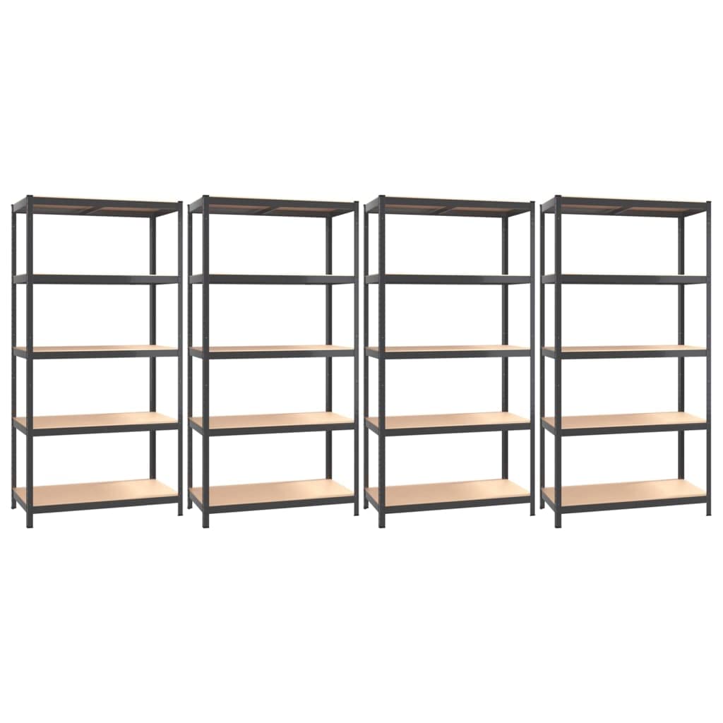 Vidaxl 4X 5-Layer Shelves Business Industrial Shelving Workshop Height-Adjustable Storage Rack Warehouse Shelf Anthracite Steel And Engineered Wood