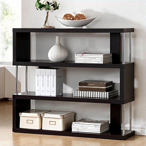 Baxton Studio 3-Shelf, Dark Brown Barnes Modern Bookcase