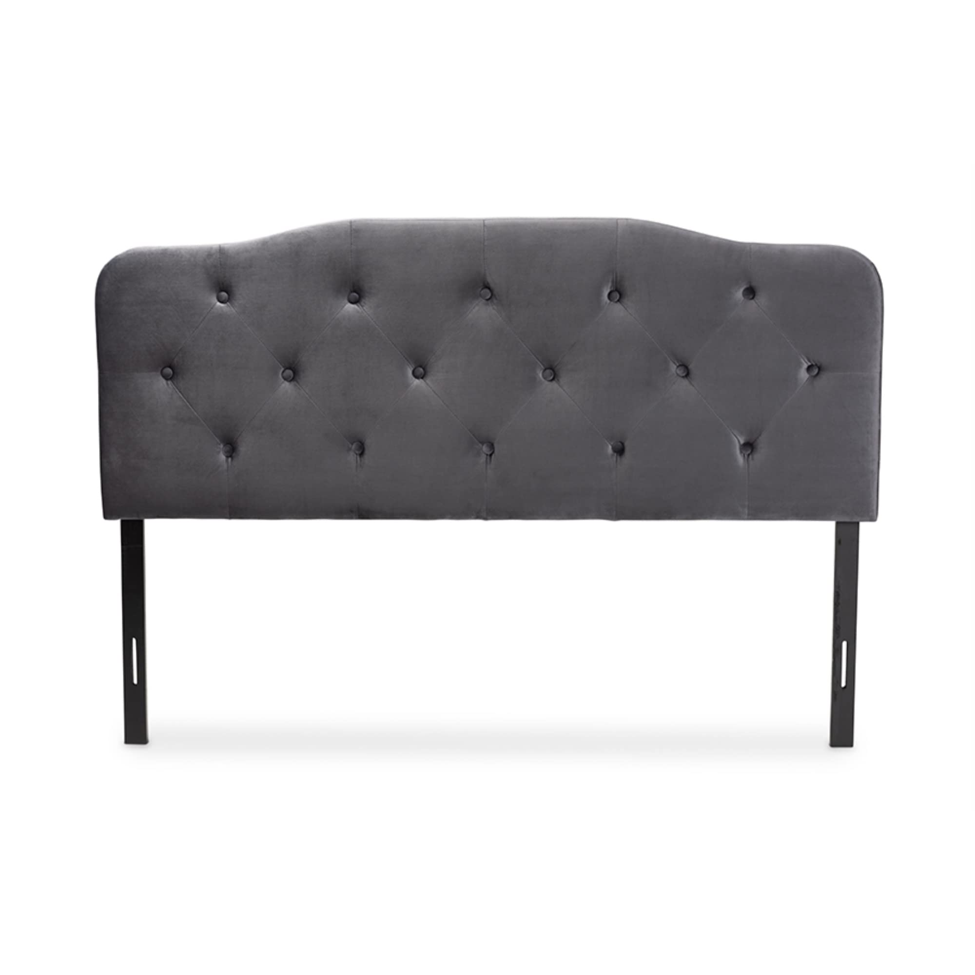Wholesale Interiors Baxton Studio Gregory Grey Velvet Fabric Upholstered Full Size Headboard