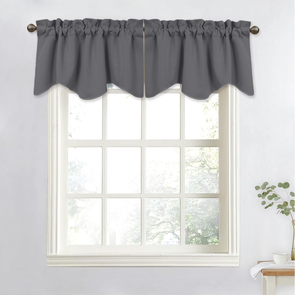 Nicetown Valances For Windows - Home Decoration Measures 52 Inches Wide By 18 Inches Long Scalloped Valance Tier For Kitchen/Liv