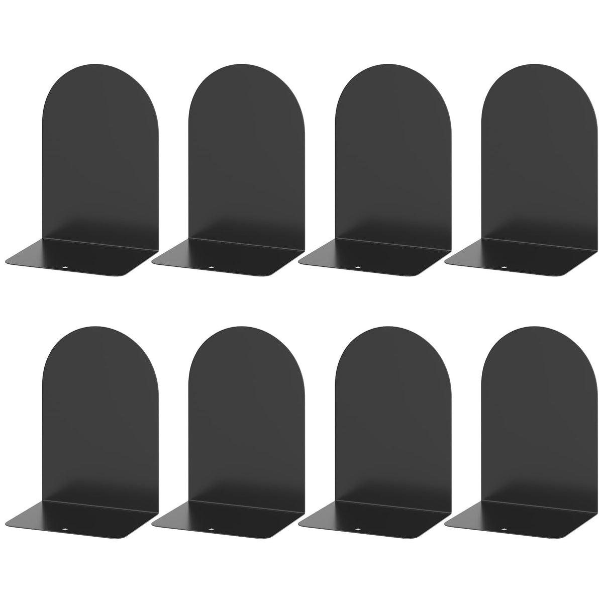 Alotche Metal Bookends - 4 Pairs, Round Design For Shelves & Desk, Black Home Office Book Stoppers