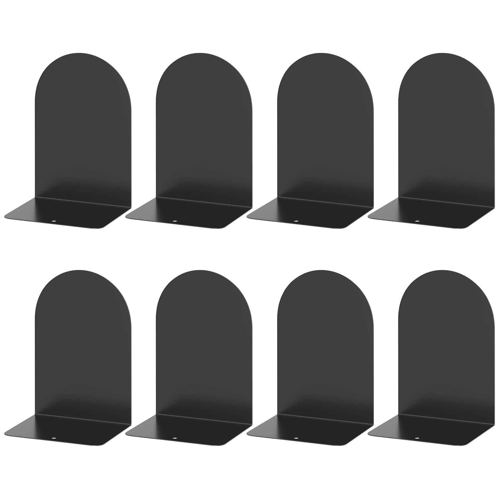 Alotche Metal Bookends - 4 Pairs, Round Design For Shelves & Desk, Black Home Office Book Stoppers