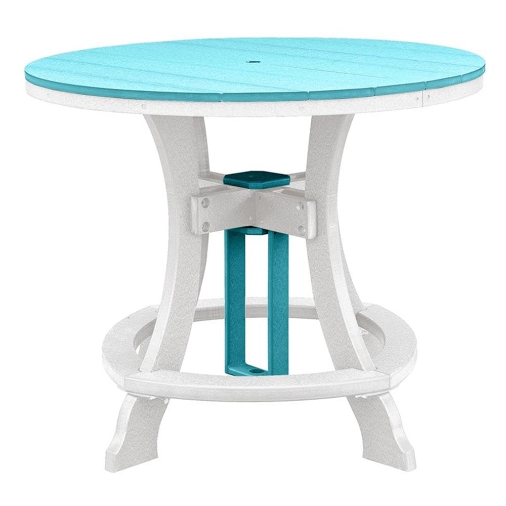 American Furniture Classics Five Piece Round Counter Height Dining Set, Aruba Blue/White