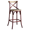 Acme Zaire Armless Bar Stool with Wooden Seat in Antique Red and Antique Oak