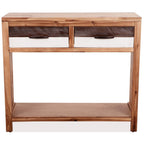 vidaXL Solid Acacia Wood Console Table with 2 Drawers & Shelf ?Brown - Modern Sideboard-Console for Living Room - Durable & Decorative - Easy Assembly