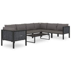 vidaXL 8 Piece Garden Lounge Set with Cushions Poly Rattan Anthracite