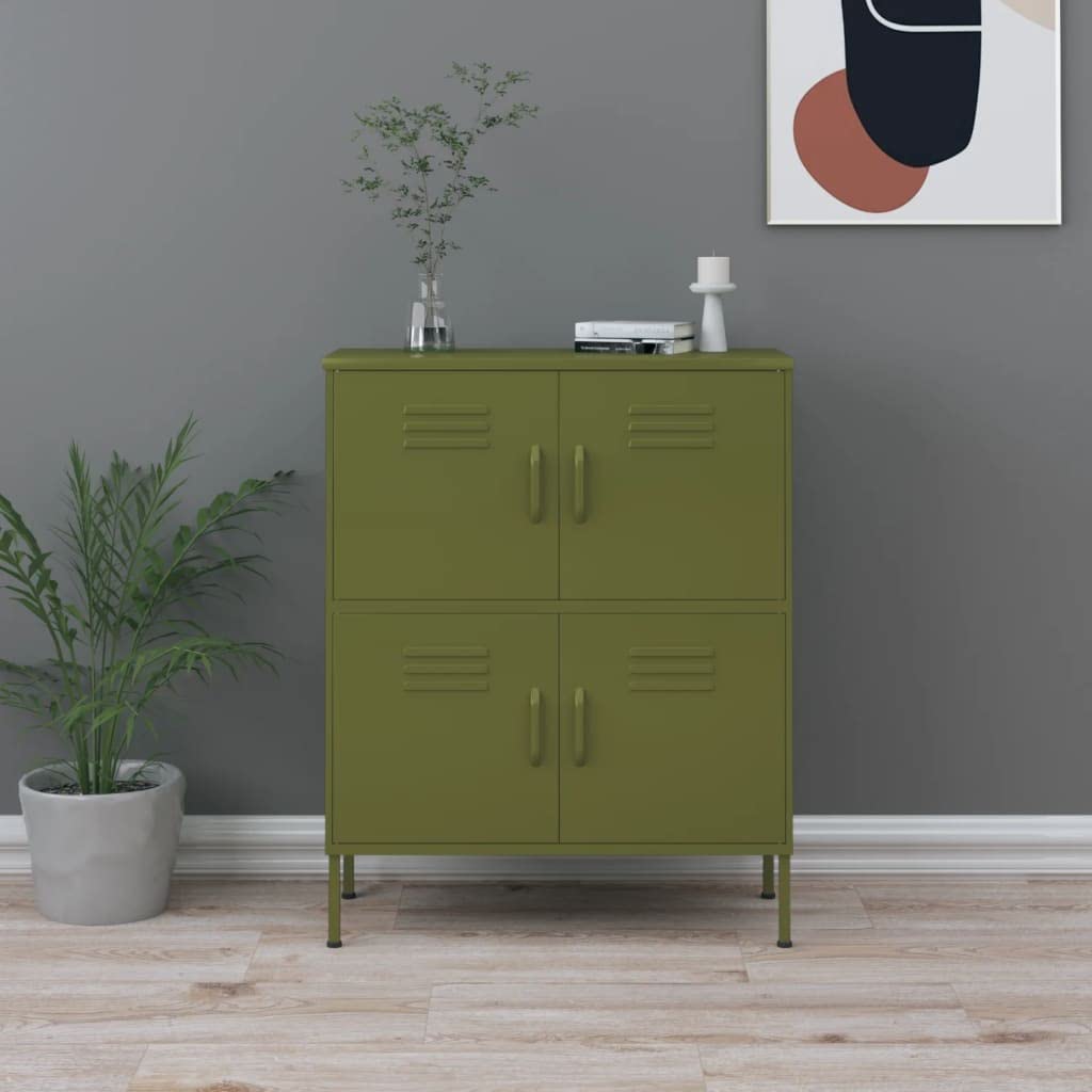 vidaXL Storage Cabinet Olive Green 31.5&quot;x13.8&quot;x40&quot; Steel