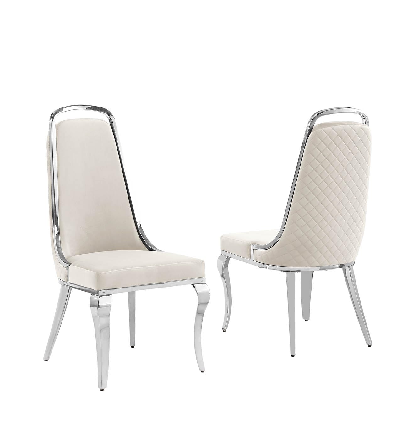 Best Quality Furniture SC310-317 Dining Chairs, Cream/Silver