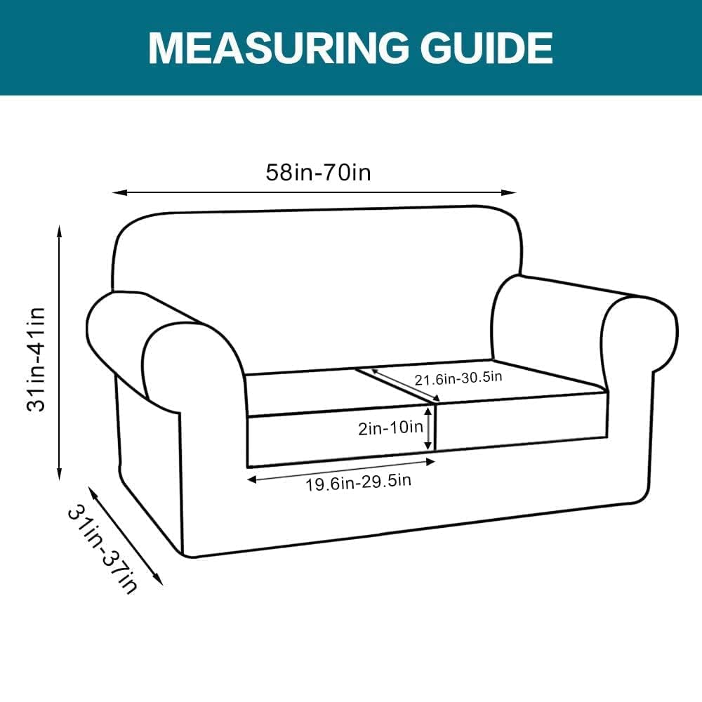 Turquoize 3 Piece Sofa Covers For 2 Cushion Couch Sofa Slipcover Soft Cover For Dogs-Washable Furniture Covers With 2 Individual Cushion Covers, Feature Jacquard Fabric(Loveseat, Caramel)