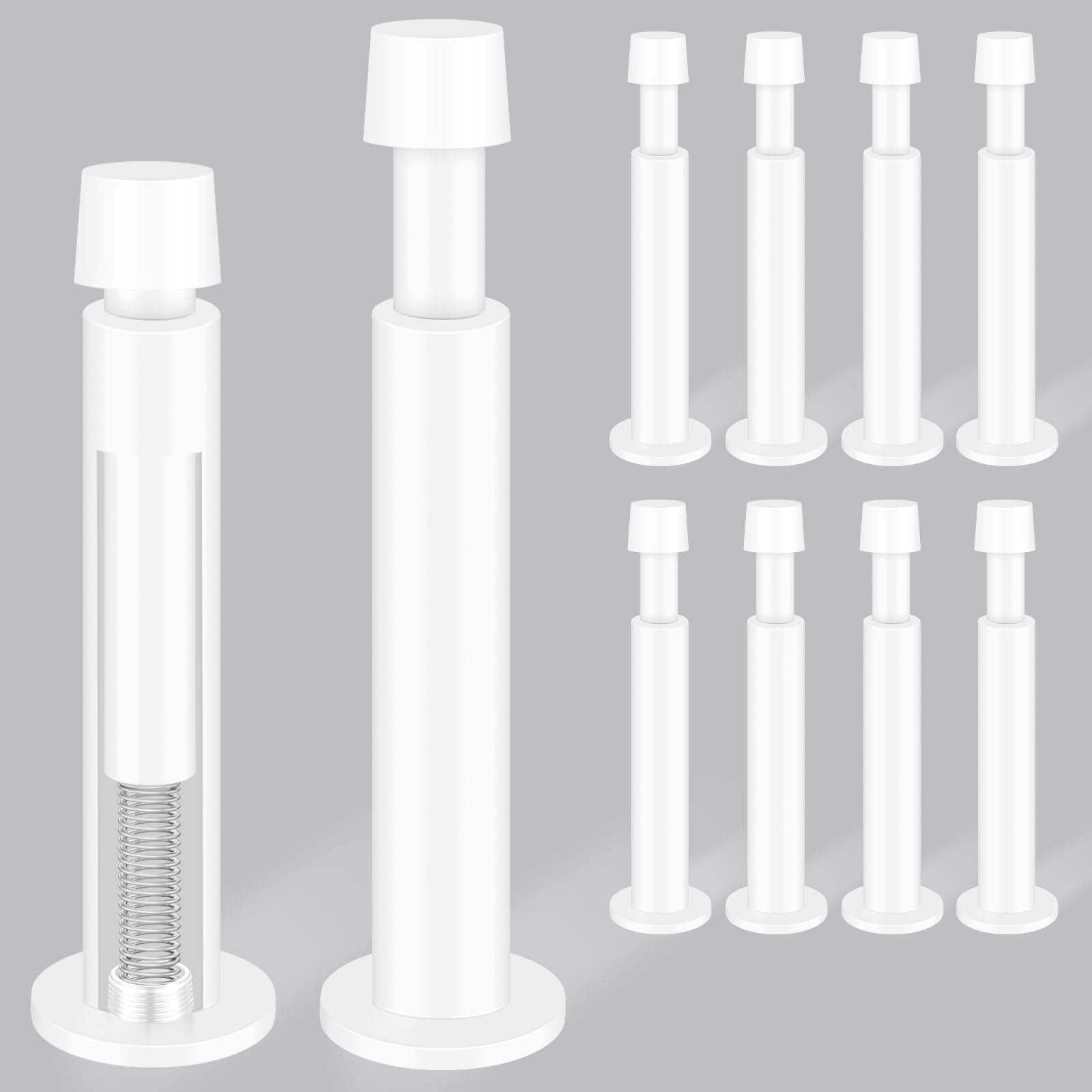 Kolako Door Stoppers, 10 Pack Door Stop, 4.4 Inch Door Stopper For Wall, White Long Doorstop With Soft Rubber Bumper Baseboard D