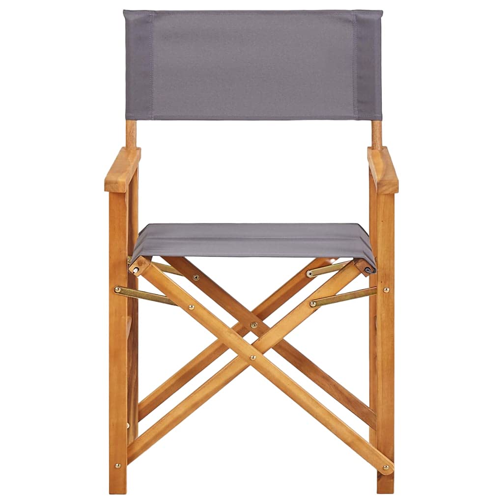 vidaXL Director's Chair 2 Pcs, Foldable Director's Chair with Fabric Seat Cover, Folding Camping Chair for Outdoor Garden Lawn, Solid Wood Acacia