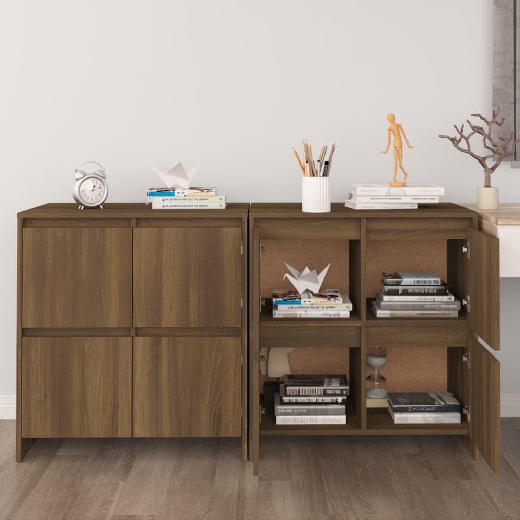 vidaXL Sideboard 2 Pcs, Bar Buffet Cabinet with Storage, Sideboard Console Cabinet for Kitchen Living Room Entryway, Brown Oak Engineered Wood