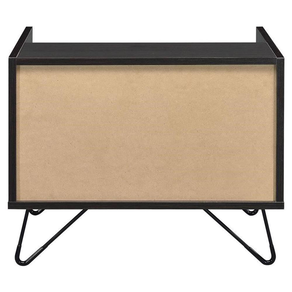 Acme Melkree Wooden Accent Table With Storage Drawer In Oak And Black