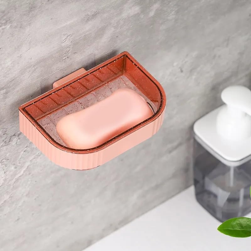 Gra8 Self Adhesive Leak Proof Dish Wall Mounted NoDrilling Soap Holder Stand Plastic Soap Sponge Holder for Shower, Bathroom an