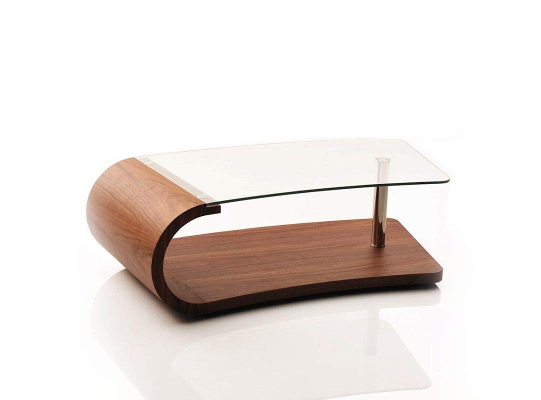 HomeRoots MDF, Veneer, Glass Modern Walnut and Glass Coffee Table