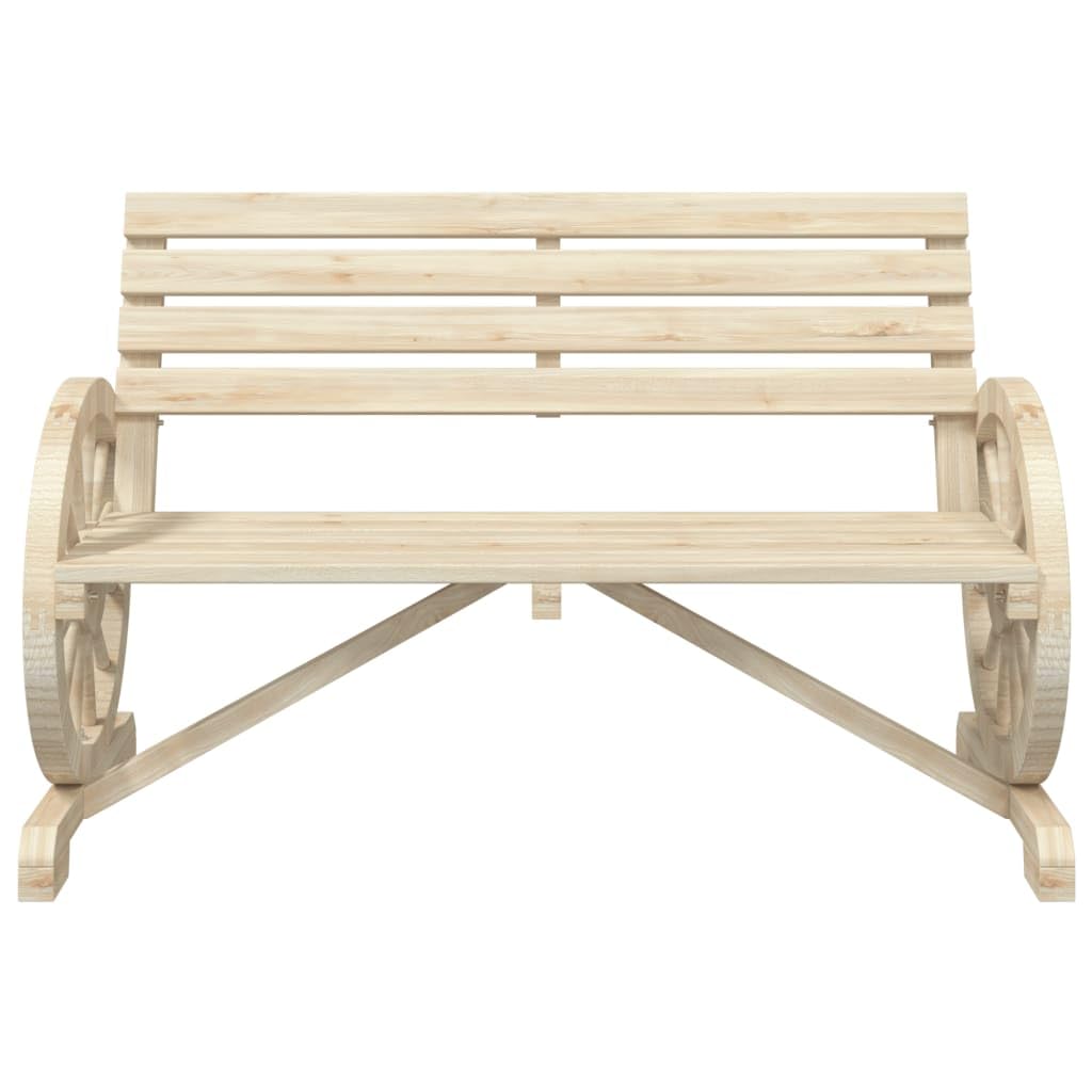vidaXL Patio Bench 2-Seater - Solid Wood Fir Garden Terrace Furniture with Wagon Wheel Armrests, Brown, 47.8x22.4x30.5 Inches