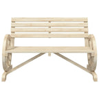 vidaXL Patio Bench 2-Seater - Solid Wood Fir Garden Terrace Furniture with Wagon Wheel Armrests, Brown, 47.8x22.4x30.5 Inches