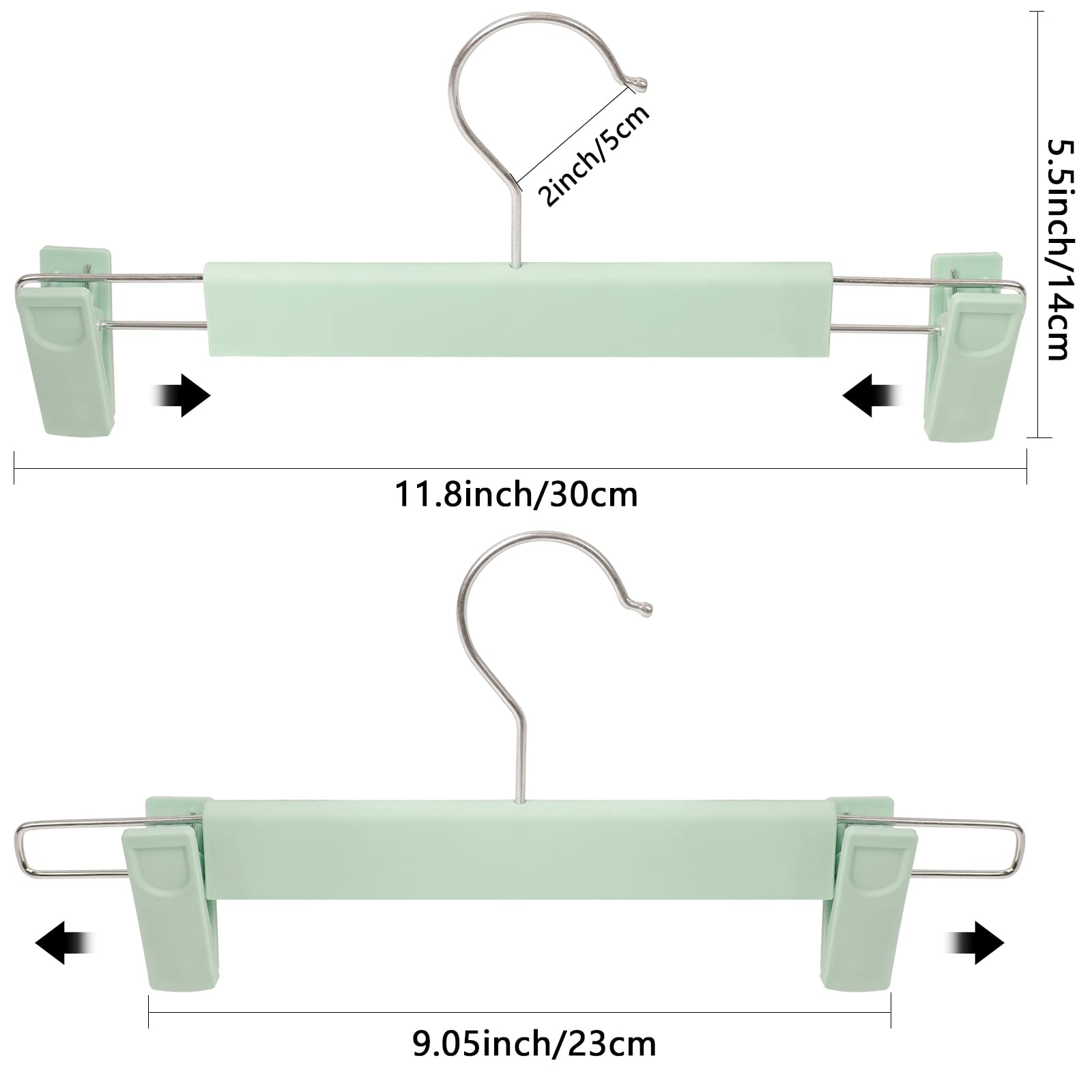 Pants Hangers With Clips Skirt Hangers For Women Plastic Clip Hangers For Pants Clothes Hangers (50Pack, Green)