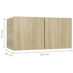 vidaXL TV Cabinet Set 8 Piece Home Indoor Living Room Hanging Wall-Mounted Stereo Plasma HiFi Cabinet TV Unit Furniture Sonoma Oak Engineered Wood