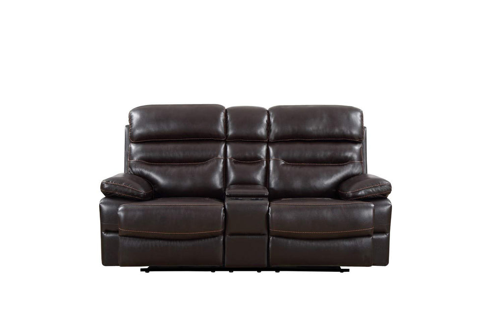 HomeRoots Leather Upholstery/Solid Wood Frame 78' X 40' X 41' Brown Console Loveseat