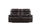 HomeRoots Leather Upholstery/Solid Wood Frame 78' X 40' X 41' Brown Console Loveseat