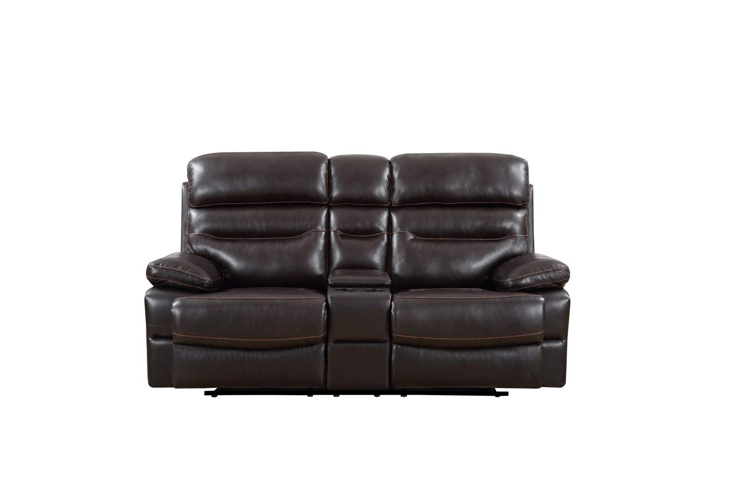 HomeRoots Leather Upholstery/Solid Wood Frame 78' X 40' X 41' Brown Console Loveseat