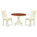 East West Furniture HLPL3-BMK-C Hartland 3 Piece Room Furniture Set Contains a Round Kitchen Table with Pedestal and 2 Linen Fabric Upholstered Dining Chairs, 42x42 Inch