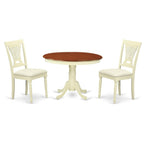 East West Furniture HLPL3-BMK-C Hartland 3 Piece Room Furniture Set Contains a Round Kitchen Table with Pedestal and 2 Linen Fabric Upholstered Dining Chairs, 42x42 Inch