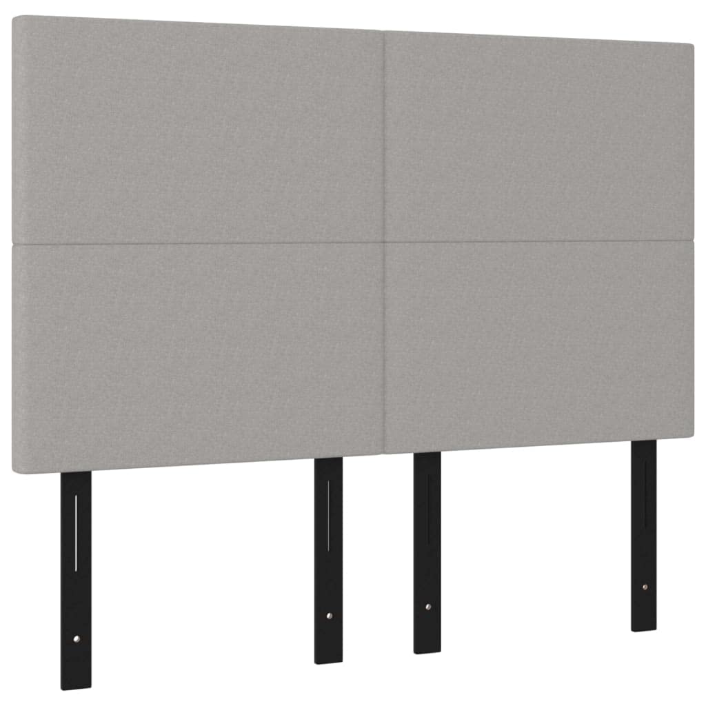 Vidaxl Classic Fabric Headboards - Set Of 4, Light Gray, Engineered Wood, Solid Larch Wood, 28.3&quot;X2&quot;X30.7&quot;/34.6&quot;