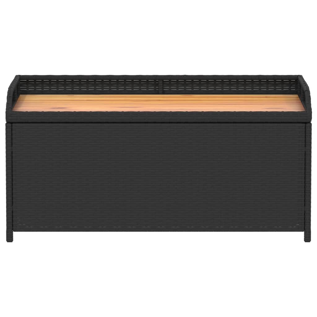 vidaXL Outdoor Storage Bench - Black Poly Rattan & Acacia Wood with Water-Resistant Storage Bag, 39.4&quot;x19.7&quot;x20.5&quot;
