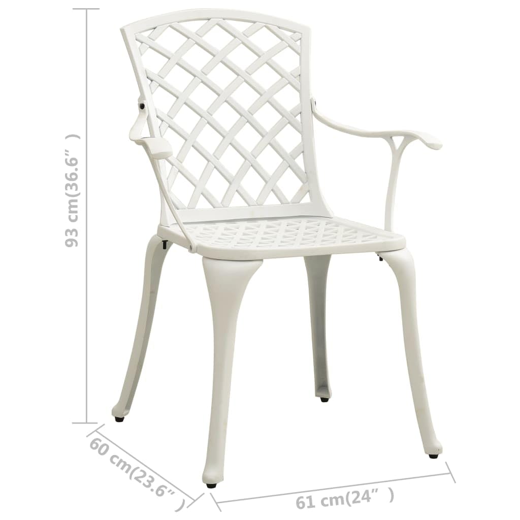 vidaXL Patio Bistro Set 3 Piece, Outdoor Bistro Table for Porch, Patio Furniture Set with Table, Chair, Industrial Style, Cast Aluminum White