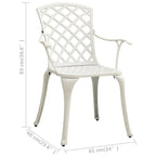 vidaXL Patio Bistro Set 3 Piece, Outdoor Bistro Table for Porch, Patio Furniture Set with Table, Chair, Industrial Style, Cast Aluminum White