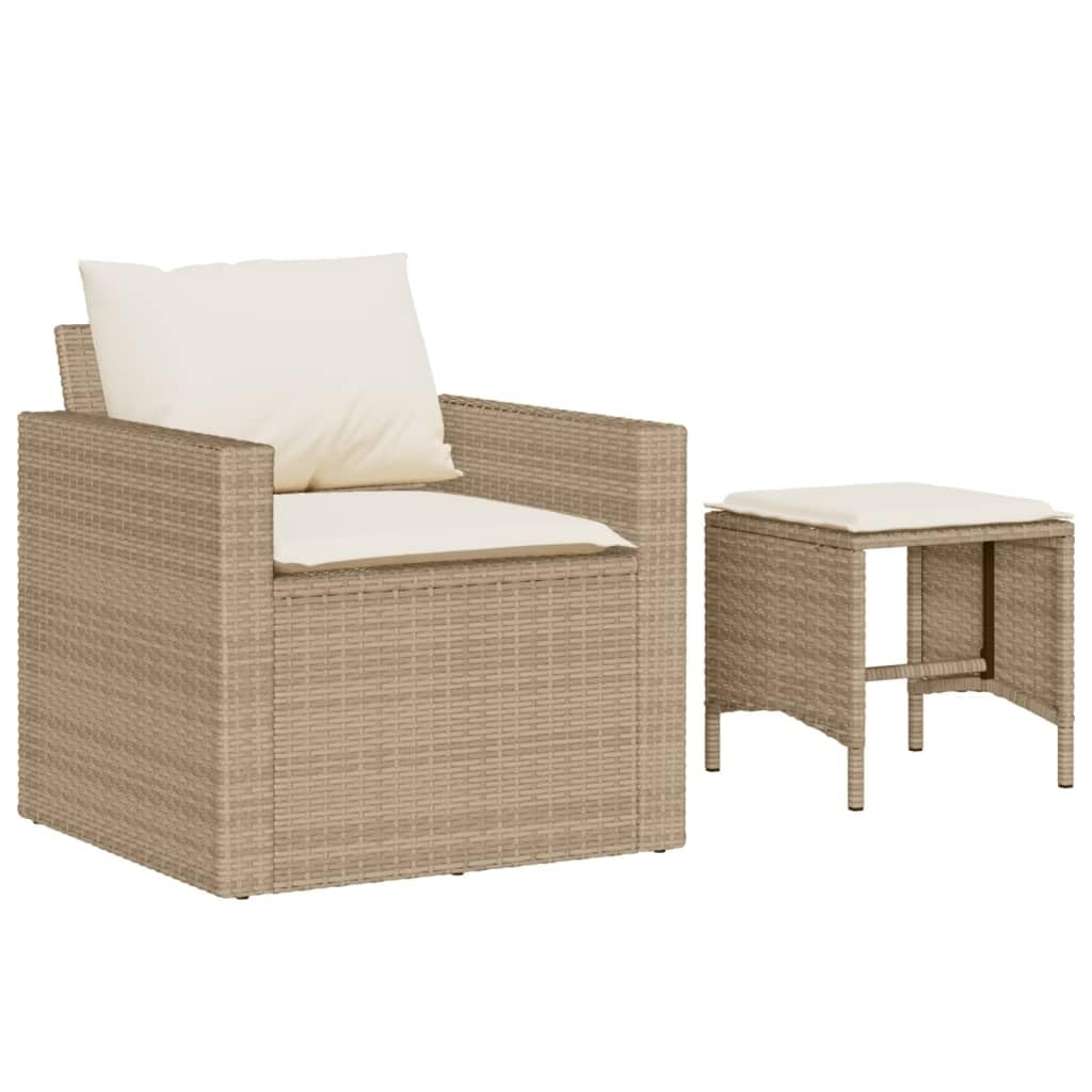 vidaXL 4-Piece Garden Sofa Set with Beige Cushions in Polyrattan